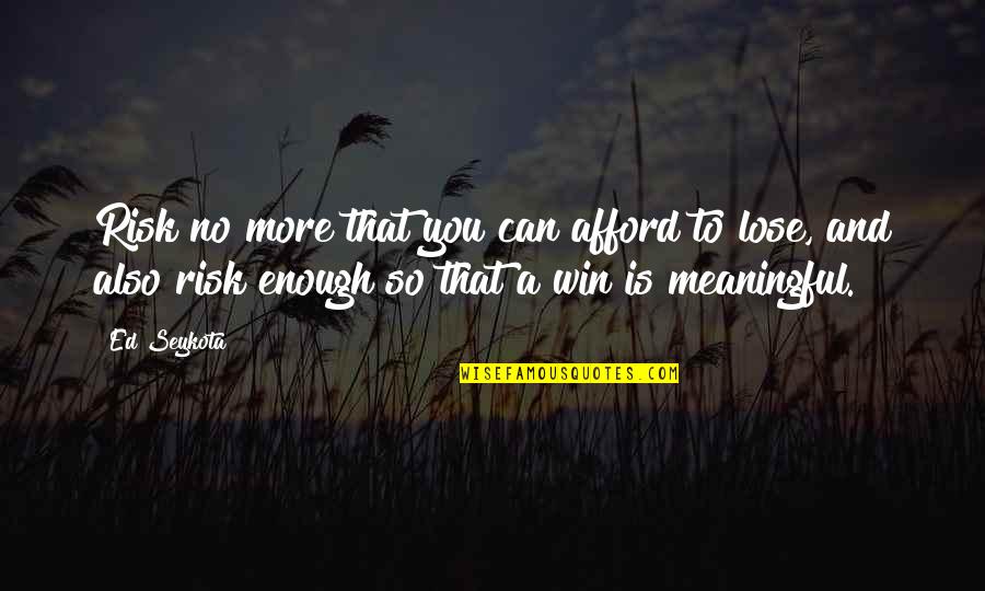 Can't Afford To Lose You Quotes By Ed Seykota: Risk no more that you can afford to