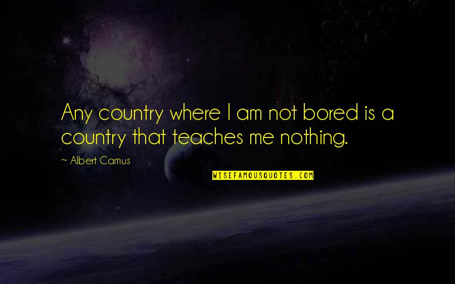 Can't Be Bothered Anymore Quotes By Albert Camus: Any country where I am not bored is