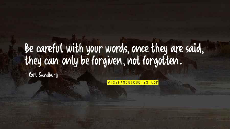 Can't Be Forgiven Quotes By Carl Sandburg: Be careful with your words, once they are