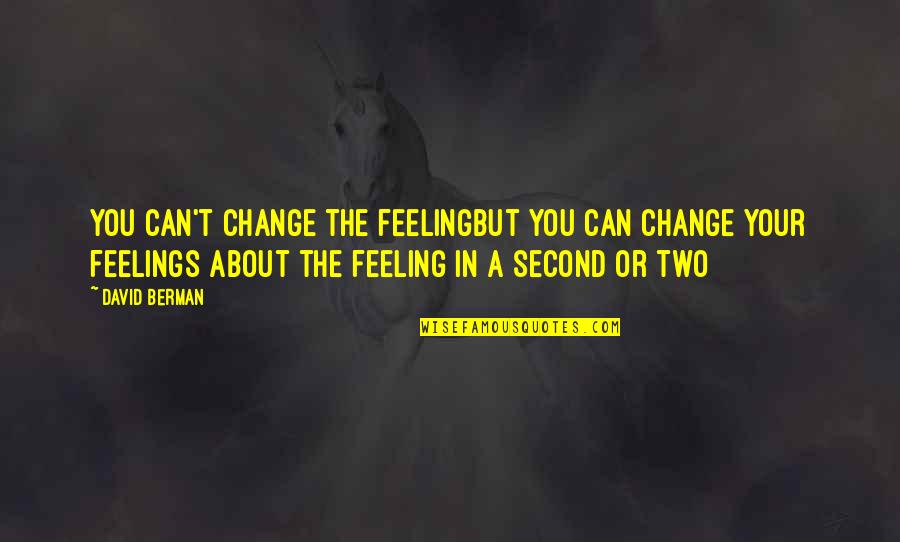 Can't Change Feelings Quotes By David Berman: You can't change the feelingbut you can change