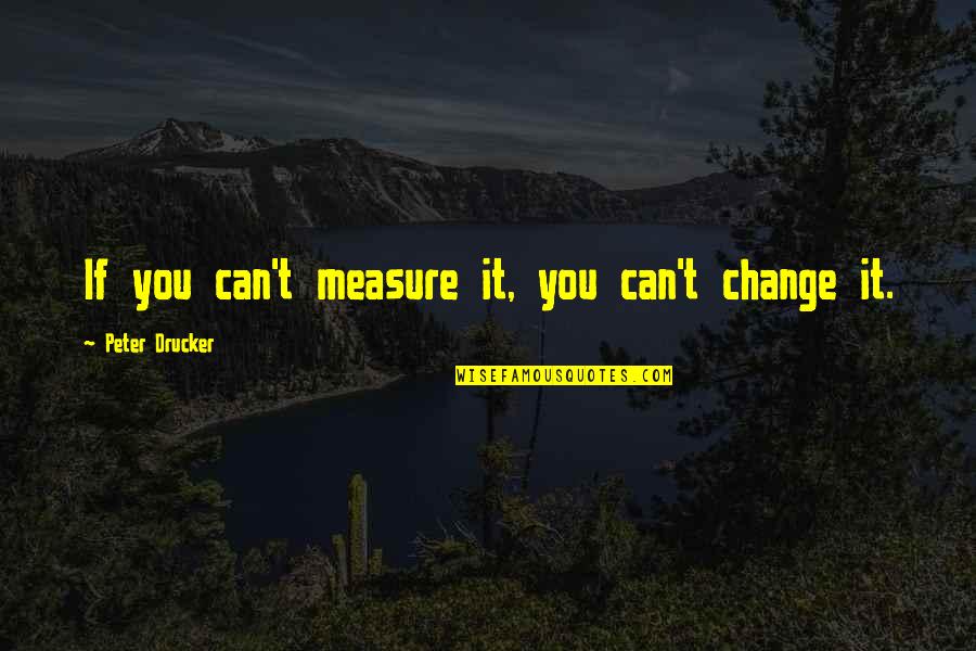 Cant Change It Quotes By Peter Drucker: If you can't measure it, you can't change