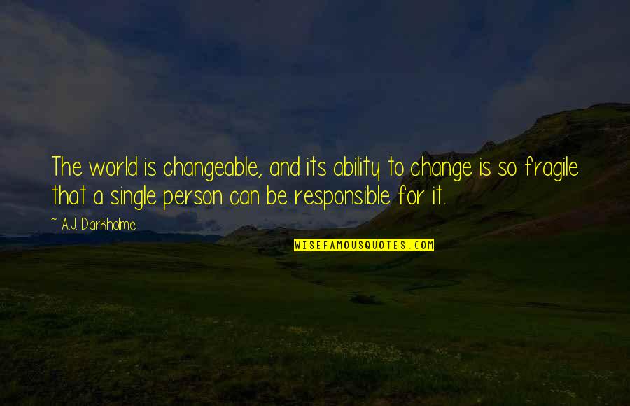 Can't Change Others Quotes By A.J. Darkholme: The world is changeable, and its ability to