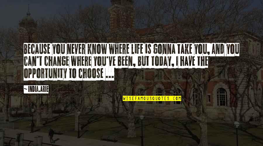 Can't Choose Quotes By India.Arie: Because you never know where life is gonna