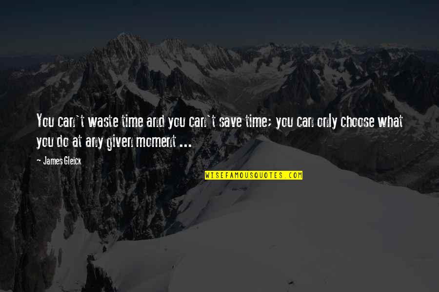 Can't Choose Quotes By James Gleick: You can't waste time and you can't save