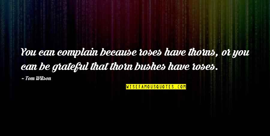 Can't Complain Quotes By Tom Wilson: You can complain because roses have thorns, or