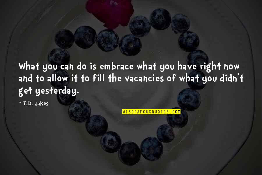 Can't Do Right Quotes By T.D. Jakes: What you can do is embrace what you