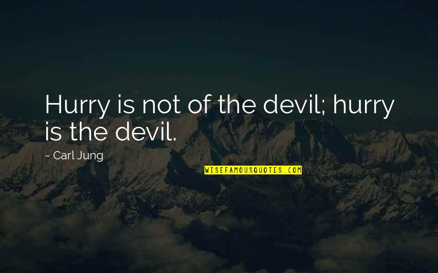 Can't Even Cry Anymore Quotes By Carl Jung: Hurry is not of the devil; hurry is