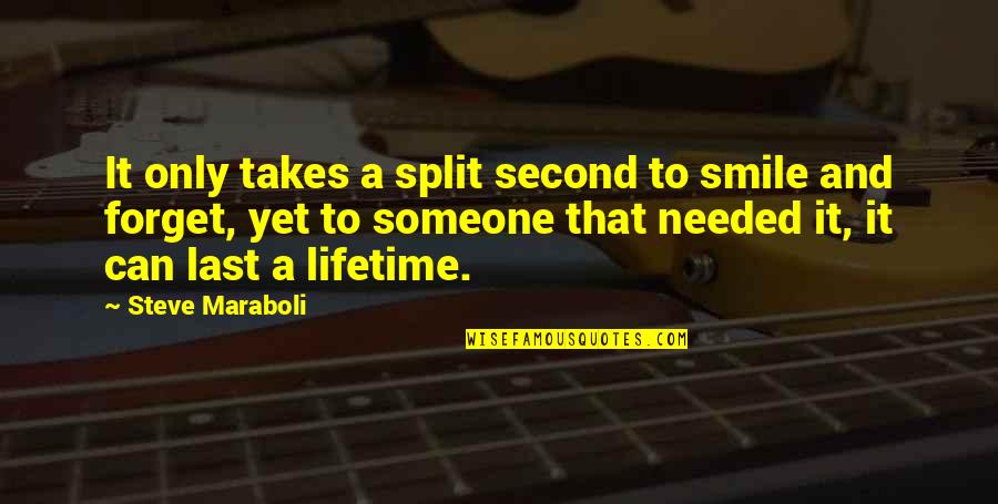Can't Even Smile Quotes By Steve Maraboli: It only takes a split second to smile