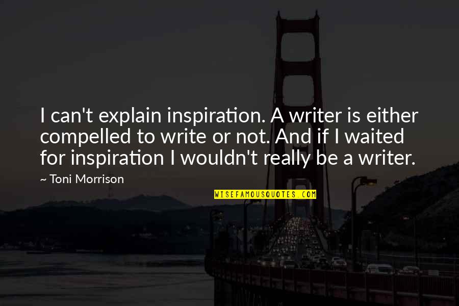 Can't Explain Quotes By Toni Morrison: I can't explain inspiration. A writer is either