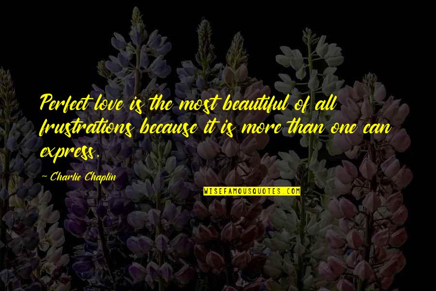 Can't Express Love Quotes By Charlie Chaplin: Perfect love is the most beautiful of all