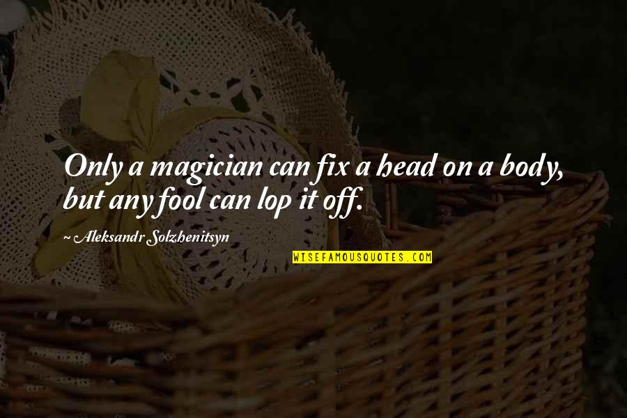 Can't Fix It Quotes By Aleksandr Solzhenitsyn: Only a magician can fix a head on