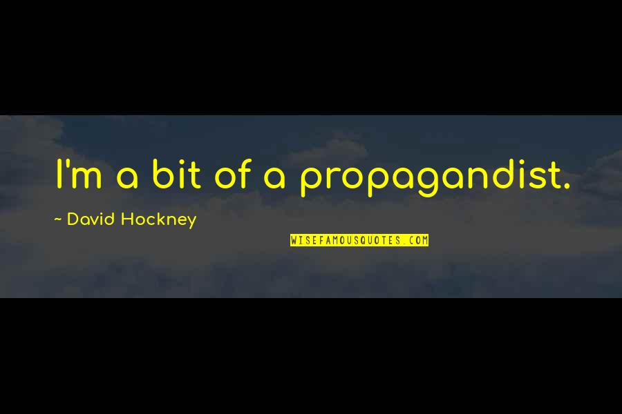 Can't Get Him Outta My Head Quotes By David Hockney: I'm a bit of a propagandist.