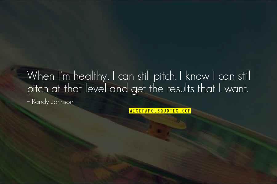 Can't Get On My Level Quotes By Randy Johnson: When I'm healthy, I can still pitch. I