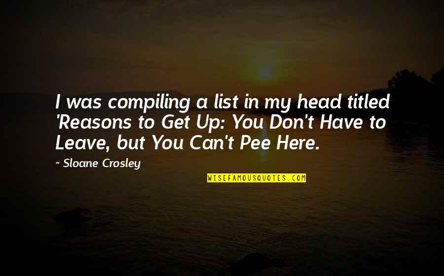 Can't Get Out Of My Head Quotes By Sloane Crosley: I was compiling a list in my head