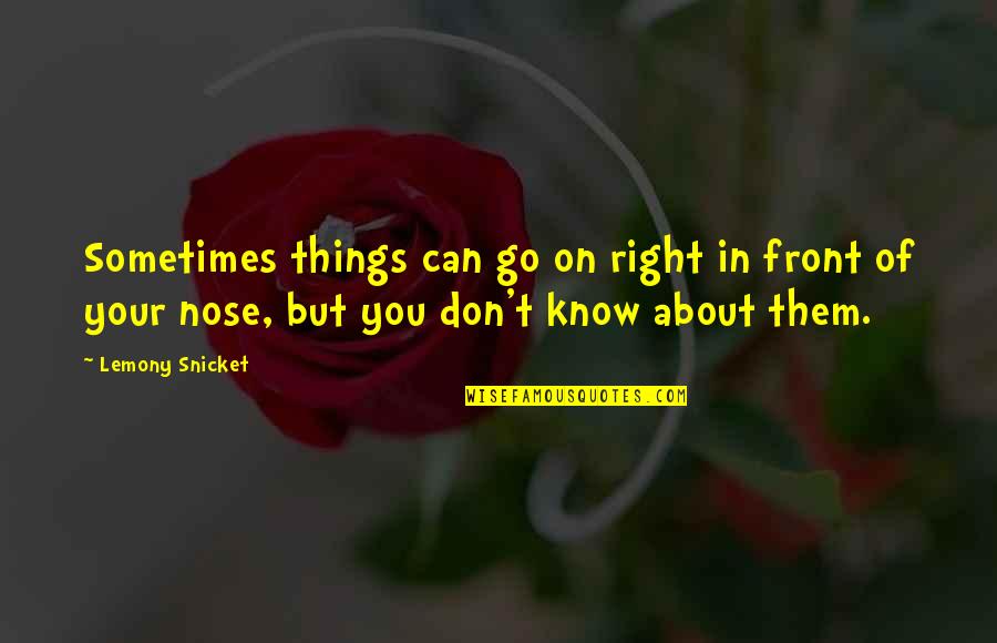 Can't Go On Quotes By Lemony Snicket: Sometimes things can go on right in front