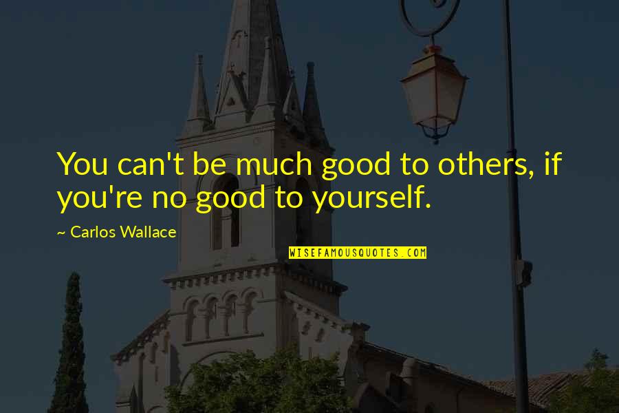 Can't Help Yourself Quotes By Carlos Wallace: You can't be much good to others, if