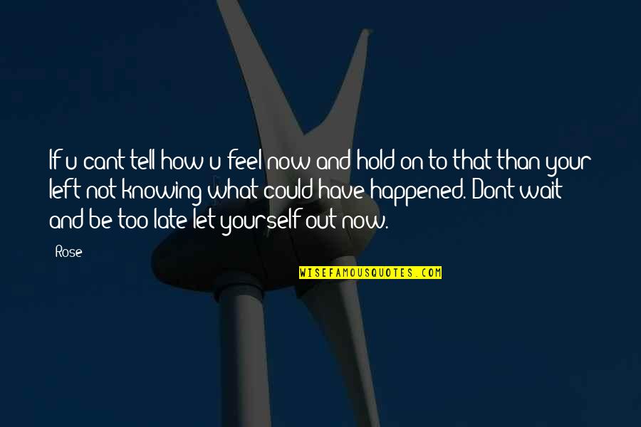 Cant Hold You Quotes By Rose: If u cant tell how u feel now Cant Hold You Quotes By Rose: If u cant tell how u feel now