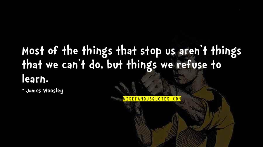 Can't Learn Quotes By James Woosley: Most of the things that stop us aren't