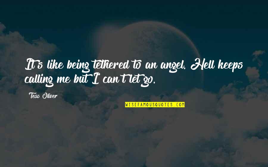 Can't Let Go Quotes By Tess Oliver: It's like being tethered to an angel. Hell