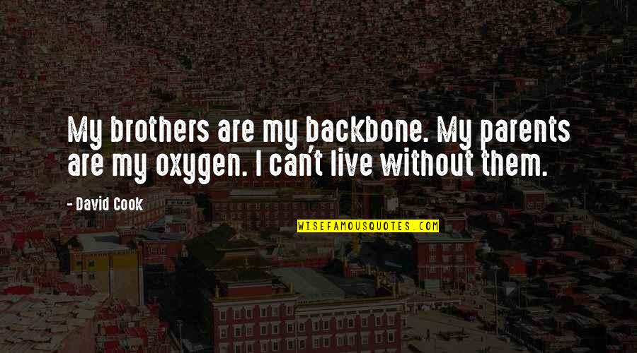 Can't Live Without Them Quotes By David Cook: My brothers are my backbone. My parents are