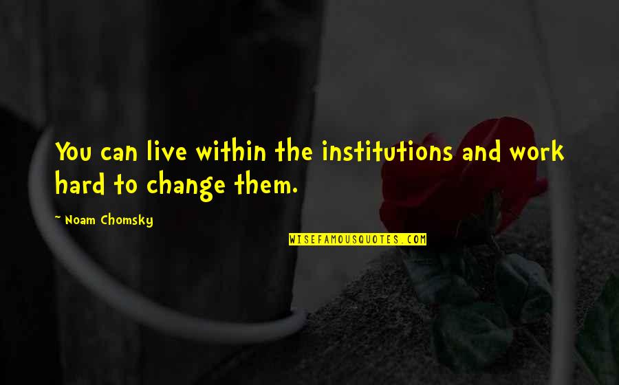 Can't Live Without Them Quotes By Noam Chomsky: You can live within the institutions and work