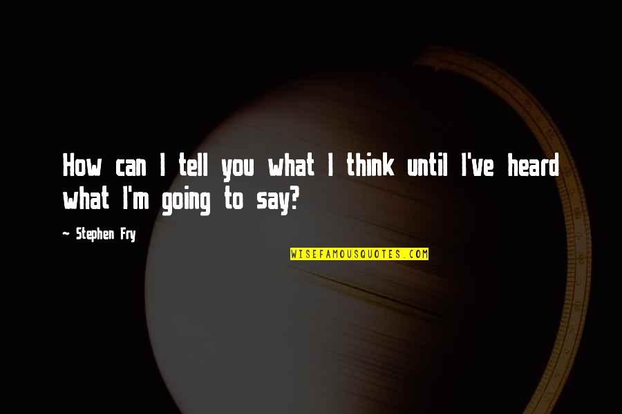 Cant Lose What You Never Had Quotes By Stephen Fry: How can I tell you what I think