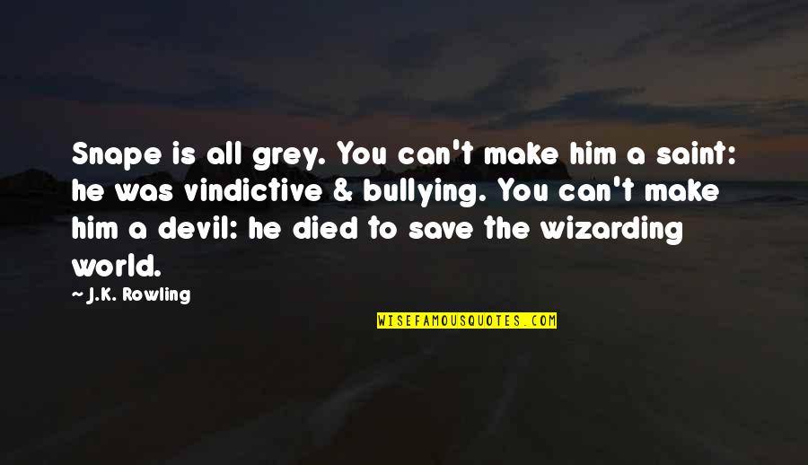 Can't Save You Quotes By J.K. Rowling: Snape is all grey. You can't make him