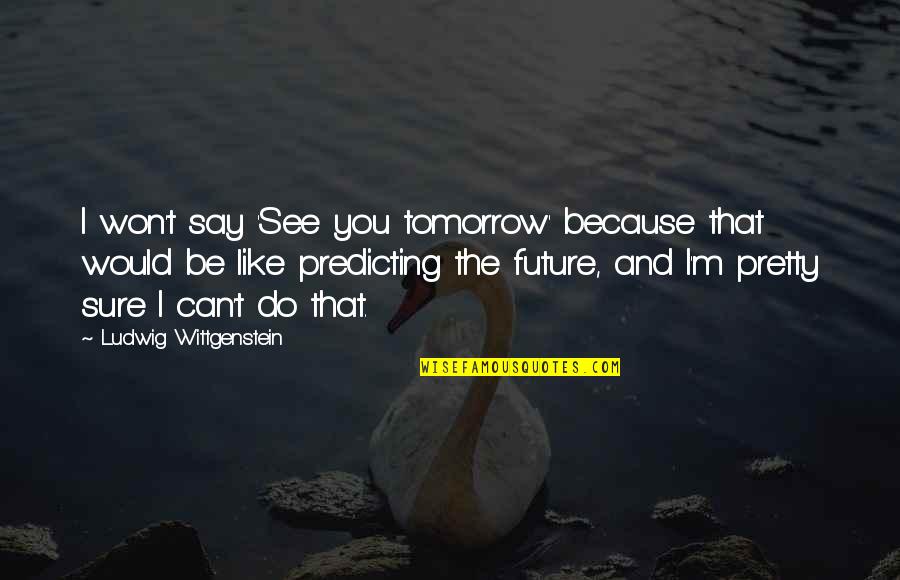 Can't See The Future Quotes By Ludwig Wittgenstein: I won't say 'See you tomorrow' because that