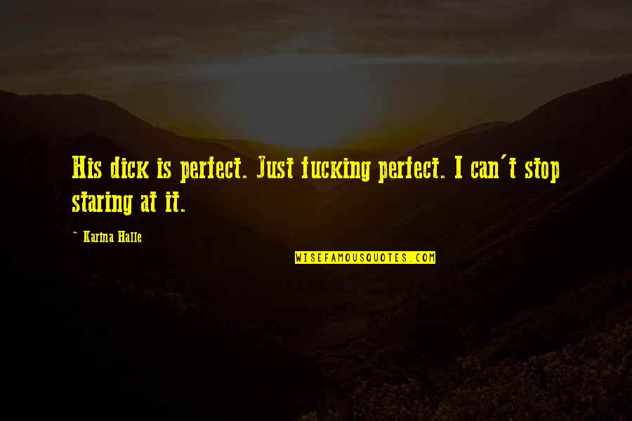 Can't Stop Staring At You Quotes By Karina Halle: His dick is perfect. Just fucking perfect. I