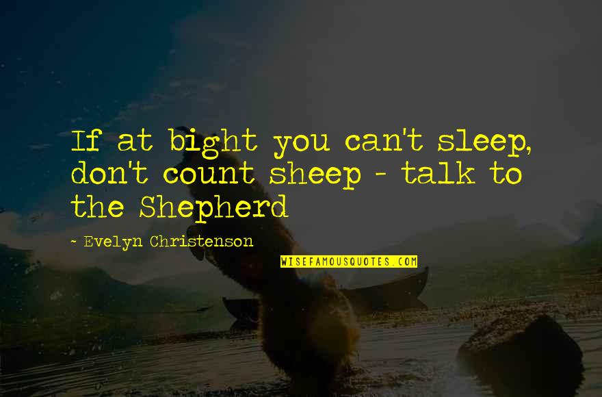 Can't Talk To You Quotes By Evelyn Christenson: If at bight you can't sleep, don't count