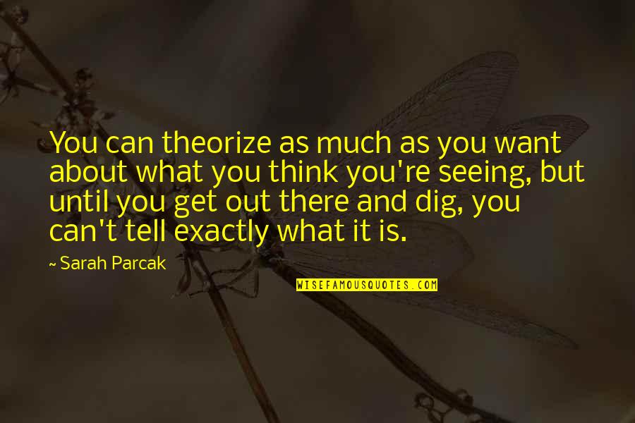 Can't Think Quotes By Sarah Parcak: You can theorize as much as you want