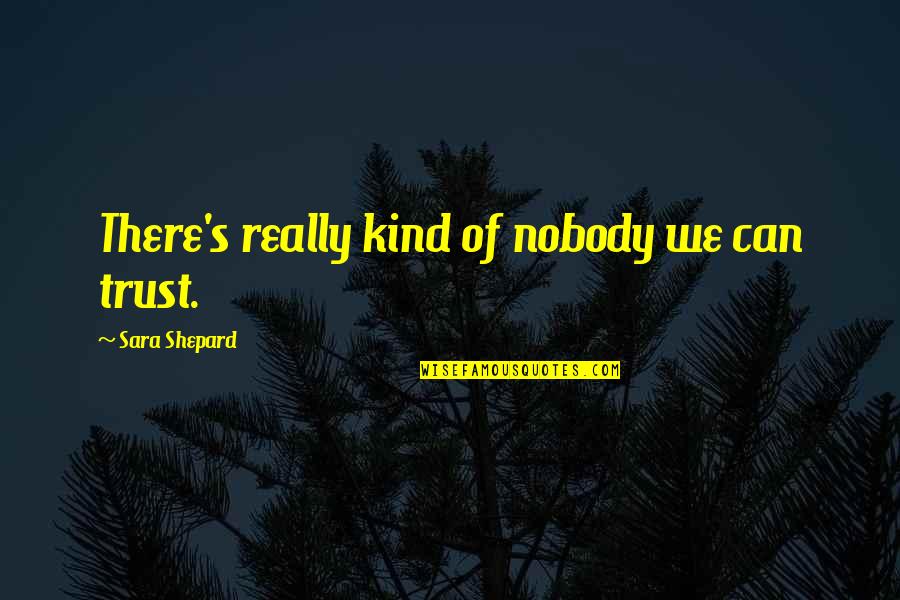 Can't Trust Nobody Quotes By Sara Shepard: There's really kind of nobody we can trust. Can't Trust Nobody Quotes By Sara Shepard: There's really kind of nobody we can trust.