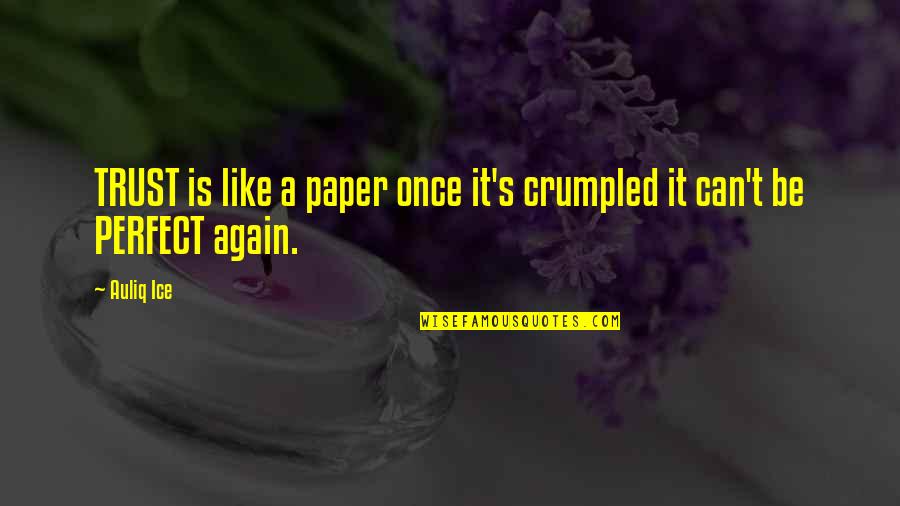 Can't Trust Quotes By Auliq Ice: TRUST is like a paper once it's crumpled