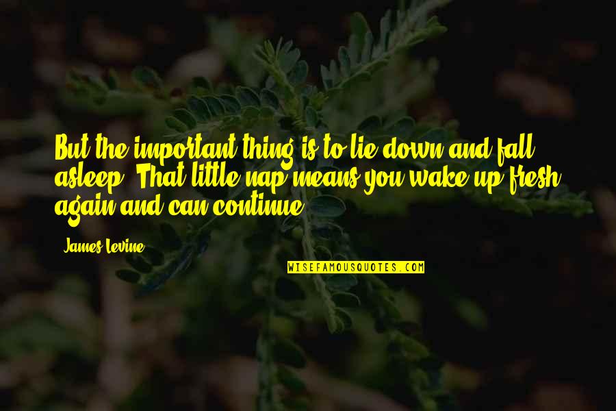 Can't Wake Up Quotes By James Levine: But the important thing is to lie down