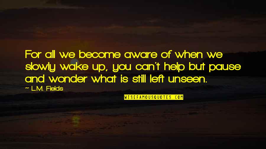 Can't Wake Up Quotes By L.M. Fields: For all we become aware of when we
