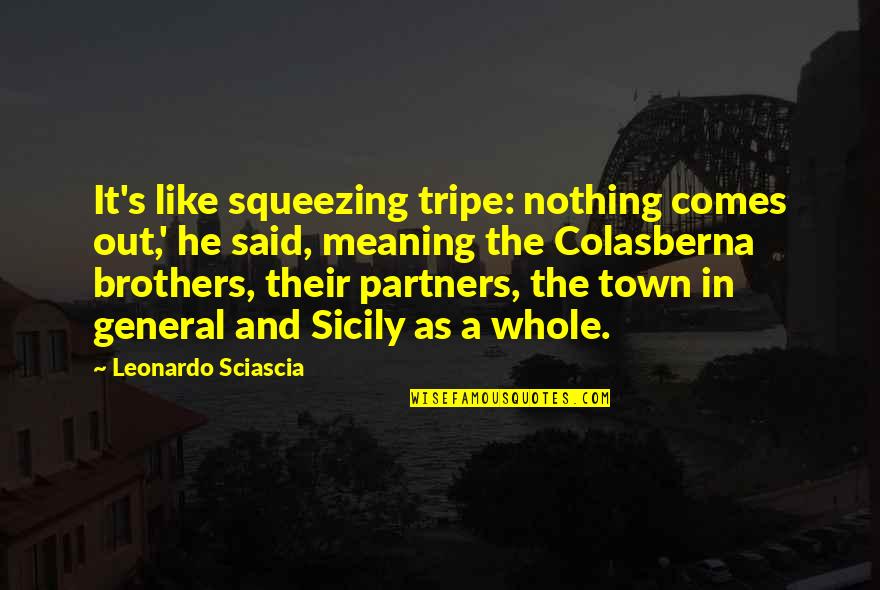 Canteine Quotes By Leonardo Sciascia: It's like squeezing tripe: nothing comes out,' he