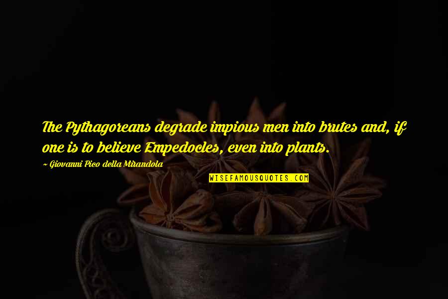 Canticum Quotes By Giovanni Pico Della Mirandola: The Pythagoreans degrade impious men into brutes and,
