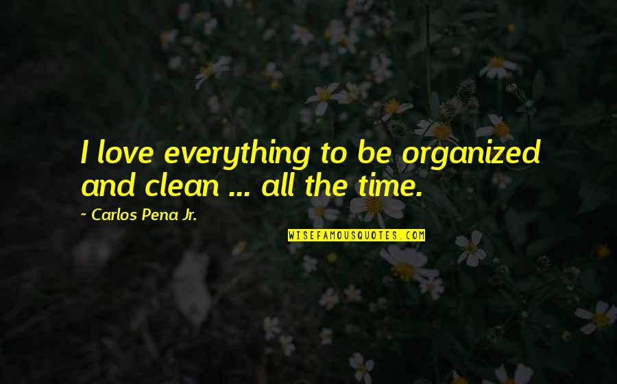 Cantidades Quotes By Carlos Pena Jr.: I love everything to be organized and clean