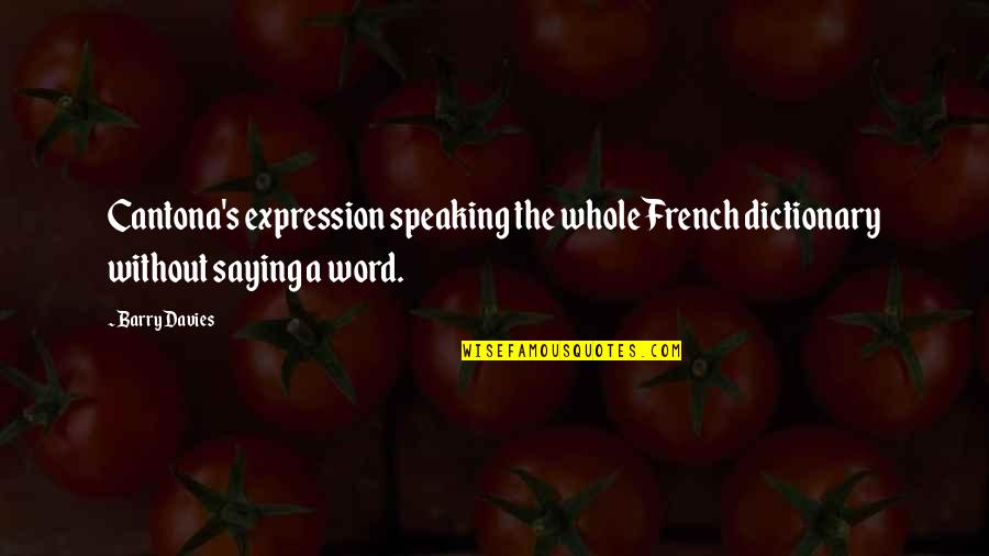 Cantona Quotes By Barry Davies: Cantona's expression speaking the whole French dictionary without