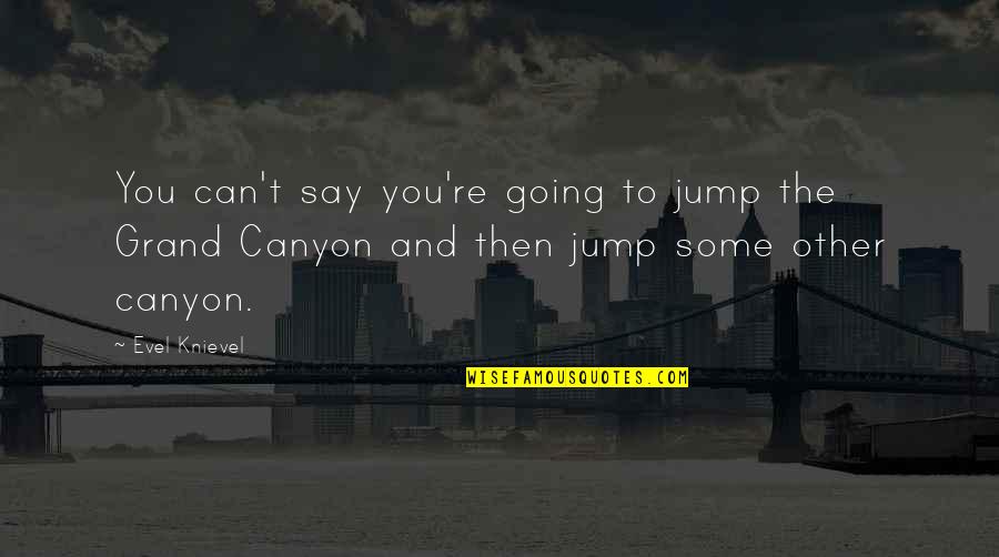 Canyon Quotes By Evel Knievel: You can't say you're going to jump the