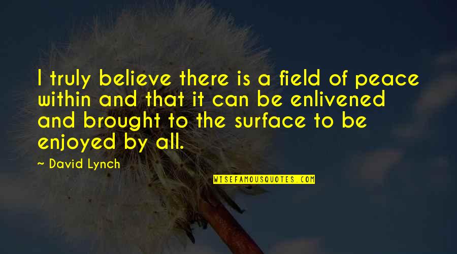 Canzana Cbd Quotes By David Lynch: I truly believe there is a field of Canzana Cbd Quotes By David Lynch: I truly believe there is a field of