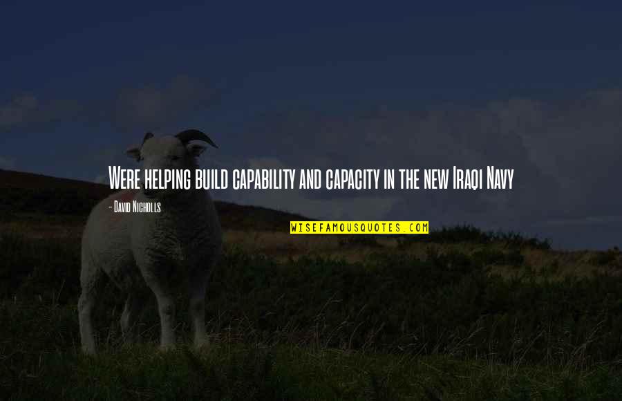 Capability Quotes By David Nicholls: Were helping build capability and capacity in the