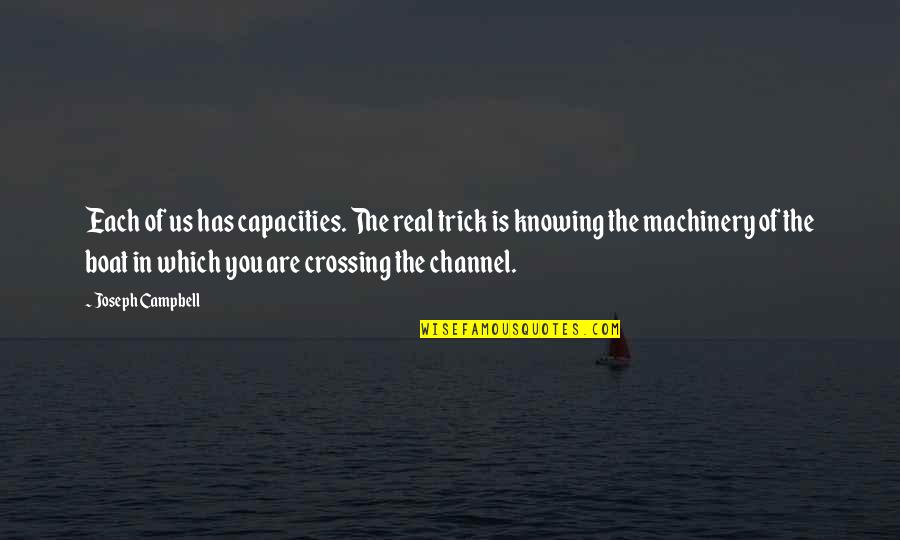 Capacities Quotes By Joseph Campbell: Each of us has capacities. The real trick