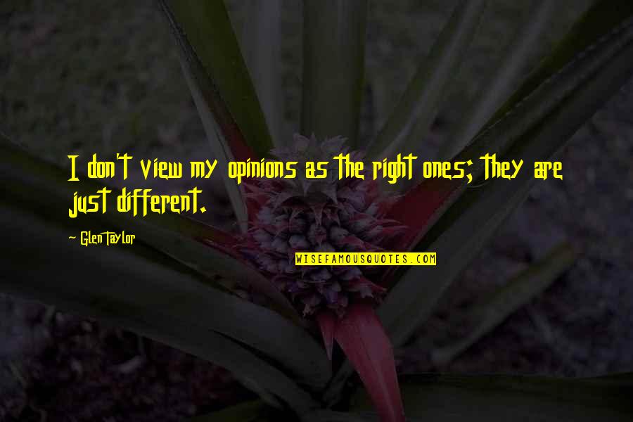Capadocia Quotes By Glen Taylor: I don't view my opinions as the right