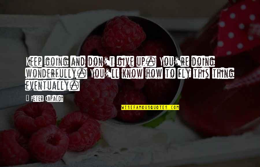 Capaldi's Quotes By Peter Capaldi: Keep going and don't give up. You're doing