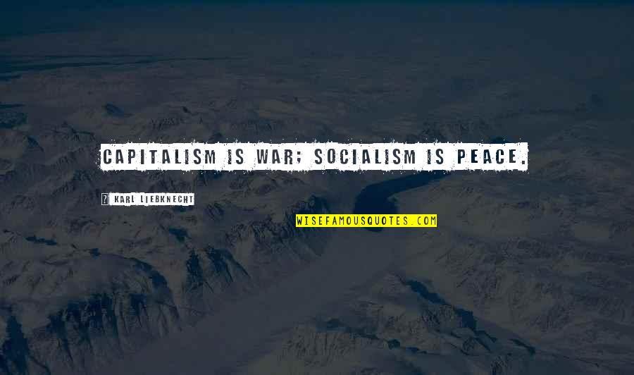 Capitalism And Socialism Quotes By Karl Liebknecht: Capitalism is war; socialism is peace.