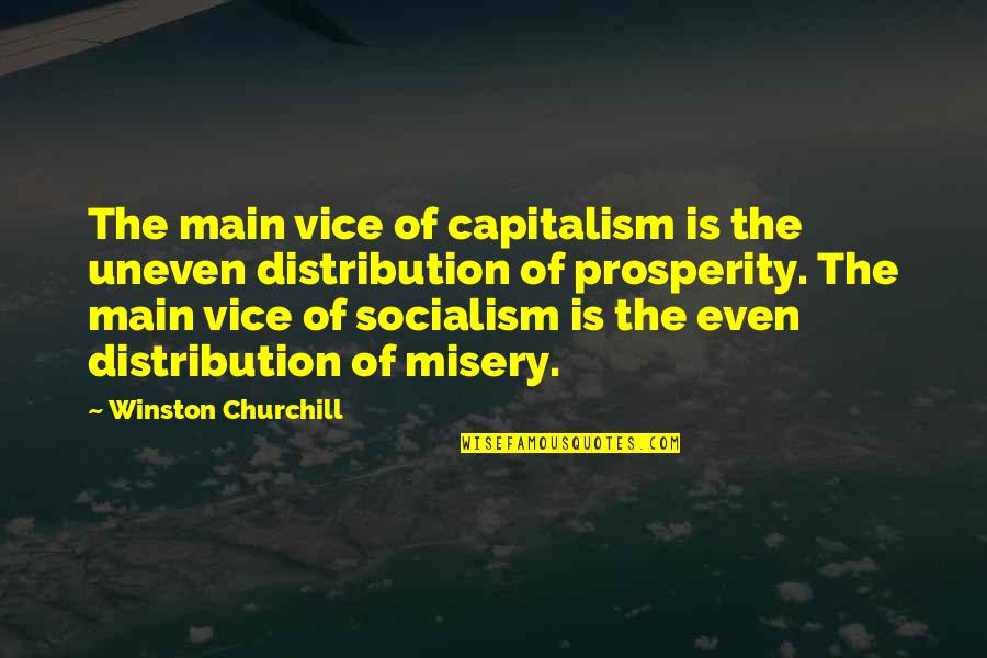 Capitalism And Socialism Quotes By Winston Churchill: The main vice of capitalism is the uneven