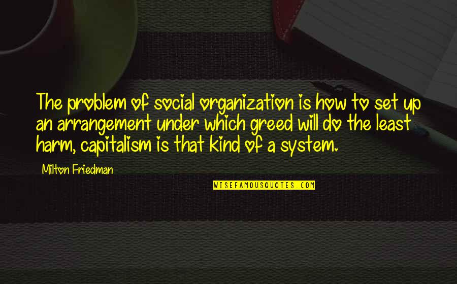 Capitalism Greed Quotes By Milton Friedman: The problem of social organization is how to