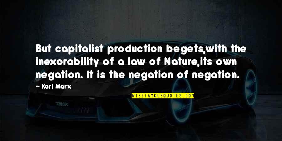Capitalist Quotes By Karl Marx: But capitalist production begets,with the inexorability of a
