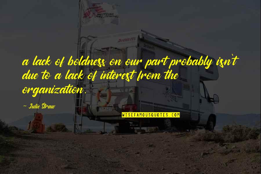 Capitalize Opportunity Quotes By Julie Straw: a lack of boldness on our part probably Capitalize Opportunity Quotes By Julie Straw: a lack of boldness on our part probably
